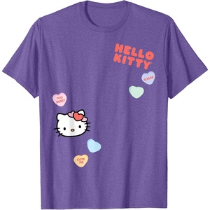 image:imageHello Kitty Candy Hearts Valentine Tee Shirt TShirtPurple Heather