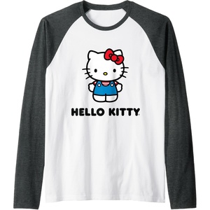image:imageHello Kitty Character Front and Back Raglan Baseball TeeDark Heather GreyWhite