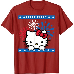 image:imageHello Kitty Fireworks 4th of July Red White Blue Americana Women Girls Kids Men TShirtCranberry Red