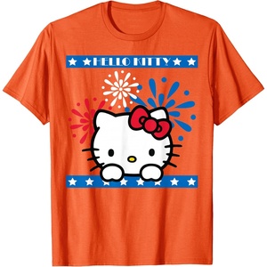 image:imageHello Kitty Fireworks 4th of July Red White Blue Americana Women Girls Kids Men TShirtOrange