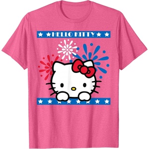 image:imageHello Kitty Fireworks 4th of July Red White Blue Americana Women Girls Kids Men TShirtPink Heather