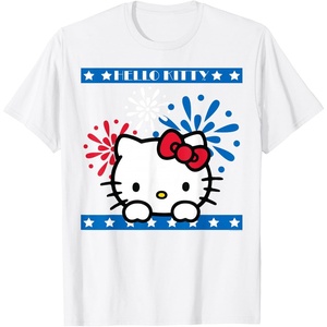 image:imageHello Kitty Fireworks 4th of July Red White Blue Americana Women Girls Kids Men TShirtWhite