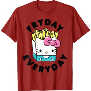 image:imageHello Kitty French Fries Fryday Everyday Friday TShirtCranberry Red