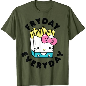 image:imageHello Kitty French Fries Fryday Everyday Friday TShirtOlive Green