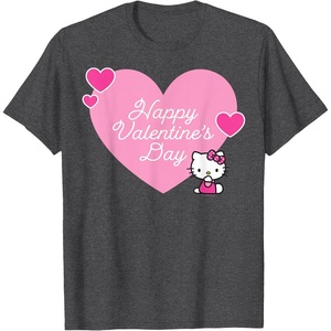 image:imageHello Kitty Happy Valentines Day TShirt SmallDark Heather Grey