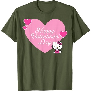 image:imageHello Kitty Happy Valentines Day TShirt SmallOlive Green