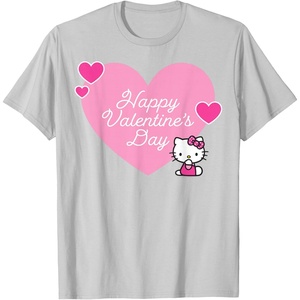 image:imageHello Kitty Happy Valentines Day TShirt SmallSilver Grey