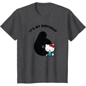 image:imageHello Kitty Its My 6th Birthday TShirtDark Heather Grey