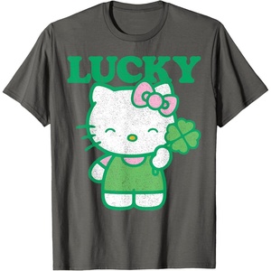 image:imageHello Kitty Lucky Clover Tee Shirt TShirtAsphalt Grey