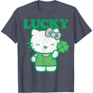image:imageHello Kitty Lucky Clover Tee Shirt TShirtHeather Blue