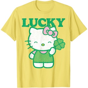 image:imageHello Kitty Lucky Clover Tee Shirt TShirtLemon Yellow