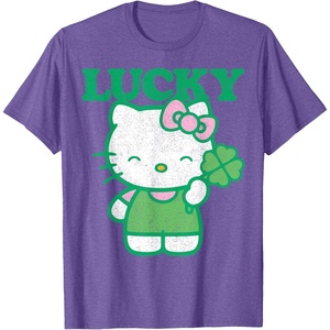 image:imageHello Kitty Lucky Clover Tee Shirt TShirtPurple Heather