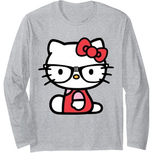 image:imageHello Kitty Nerd Glasses Long Sleeve Shirt Long Sleeve TShirtHeather Grey
