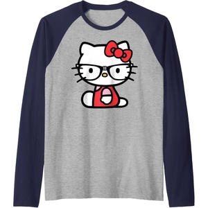 image:imageHello Kitty Nerd Glasses Raglan Baseball TeeNavy BlueAthletic Heather