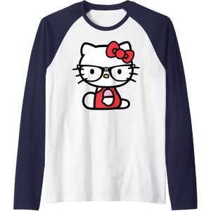 image:imageHello Kitty Nerd Glasses Raglan Baseball TeeNavy BlueWhite