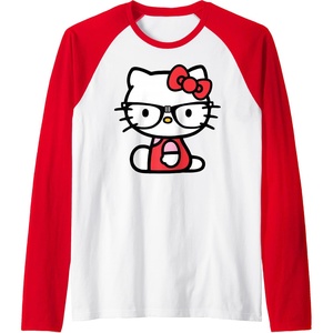 image:imageHello Kitty Nerd Glasses Raglan Baseball TeeRedWhite