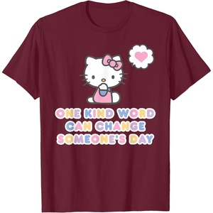 image:imageHello Kitty One Kind Word Can Change Someones Day TShirt SmallBurgundy