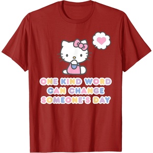 image:imageHello Kitty One Kind Word Can Change Someones Day TShirt SmallCranberry Red