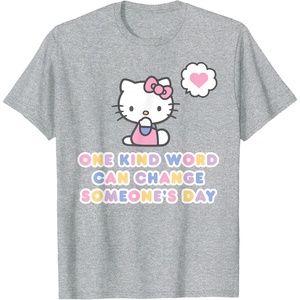 image:imageHello Kitty One Kind Word Can Change Someones Day TShirt SmallHeather Grey