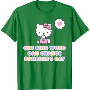 image:imageHello Kitty One Kind Word Can Change Someones Day TShirt SmallKelly Green