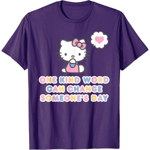 image:imageHello Kitty One Kind Word Can Change Someones Day TShirt SmallPurple
