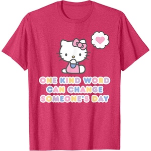 image:imageHello Kitty One Kind Word Can Change Someones Day TShirt SmallRed Heather