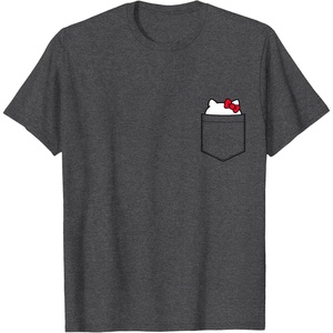 image:imageHello Kitty Peeking Pocket Tee Shirt TShirtDark Heather Grey