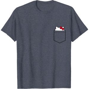 image:imageHello Kitty Peeking Pocket Tee Shirt TShirtHeather Blue