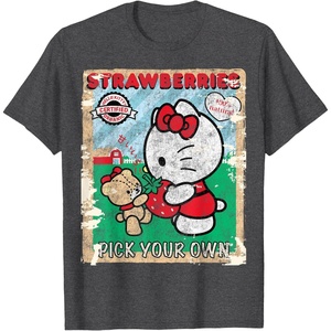 image:imageHello Kitty Strawberry Picking Farm TShirt SmallDark Heather Grey