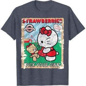 image:imageHello Kitty Strawberry Picking Farm TShirt SmallHeather Blue