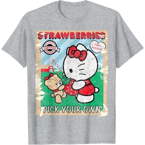 image:imageHello Kitty Strawberry Picking Farm TShirt SmallHeather Grey
