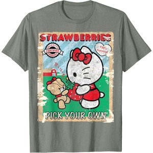 image:imageHello Kitty Strawberry Picking Farm TShirt SmallOlive Heather