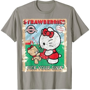 image:imageHello Kitty Strawberry Picking Farm TShirt SmallSlate Grey