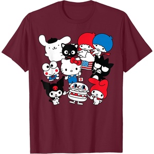 image:imageHello Kitty and Friends Hello Sanrio USA Americana TShirtBurgundy