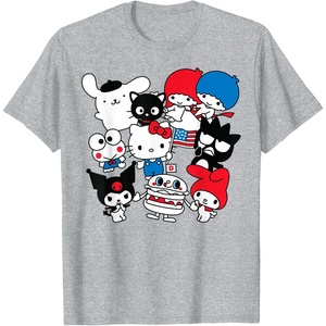 image:imageHello Kitty and Friends Hello Sanrio USA Americana TShirtHeather Grey