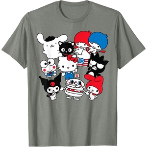 image:imageHello Kitty and Friends Hello Sanrio USA Americana TShirtOlive Heather