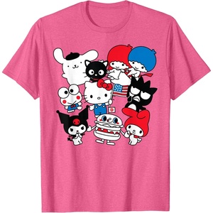 image:imageHello Kitty and Friends Hello Sanrio USA Americana TShirtPink Heather