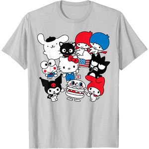 image:imageHello Kitty and Friends Hello Sanrio USA Americana TShirtSilver Grey