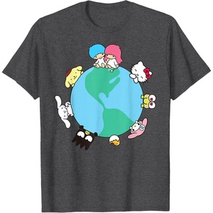image:imageHello Kitty and Friends Sanrio Earth TShirtDark Heather Grey
