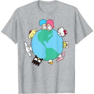 image:imageHello Kitty and Friends Sanrio Earth TShirtHeather Grey