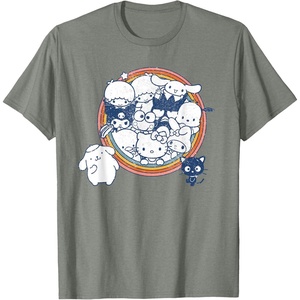 image:imageHello Kitty and Friends Vintage Rainbow Circle TShirtOlive Heather