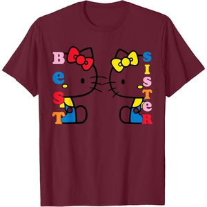 image:imageHello Kitty and Mimmy Best Sister Tee Shirt TShirtBurgundy