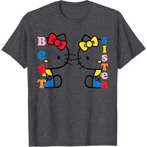 image:imageHello Kitty and Mimmy Best Sister Tee Shirt TShirtDark Heather Grey