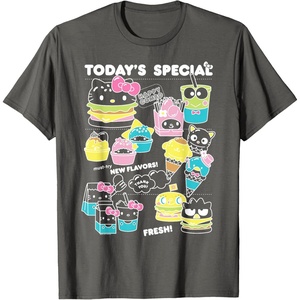 image:imageHello Sanrio Kawaii Burger Shop Foodie Menu Tee Shirt TShirtAsphalt Grey