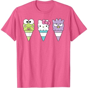 image:imageHello Sanrio Keroppi Hello Kitty BadtzMaru Ice Cream Cone TShirtPink Heather