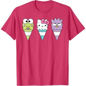 image:imageHello Sanrio Keroppi Hello Kitty BadtzMaru Ice Cream Cone TShirtRed Heather