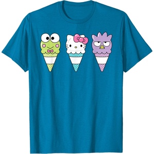image:imageHello Sanrio Keroppi Hello Kitty BadtzMaru Ice Cream Cone TShirtSapphire Blue