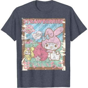 image:imageMy Melody Strawberry Picking Strawberries Farm Short Sleeve TShirtHeather Blue