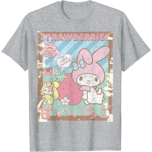 image:imageMy Melody Strawberry Picking Strawberries Farm Short Sleeve TShirtHeather Grey