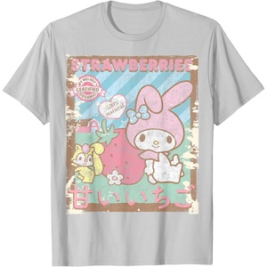 image:imageMy Melody Strawberry Picking Strawberries Farm Short Sleeve TShirtSilver Grey